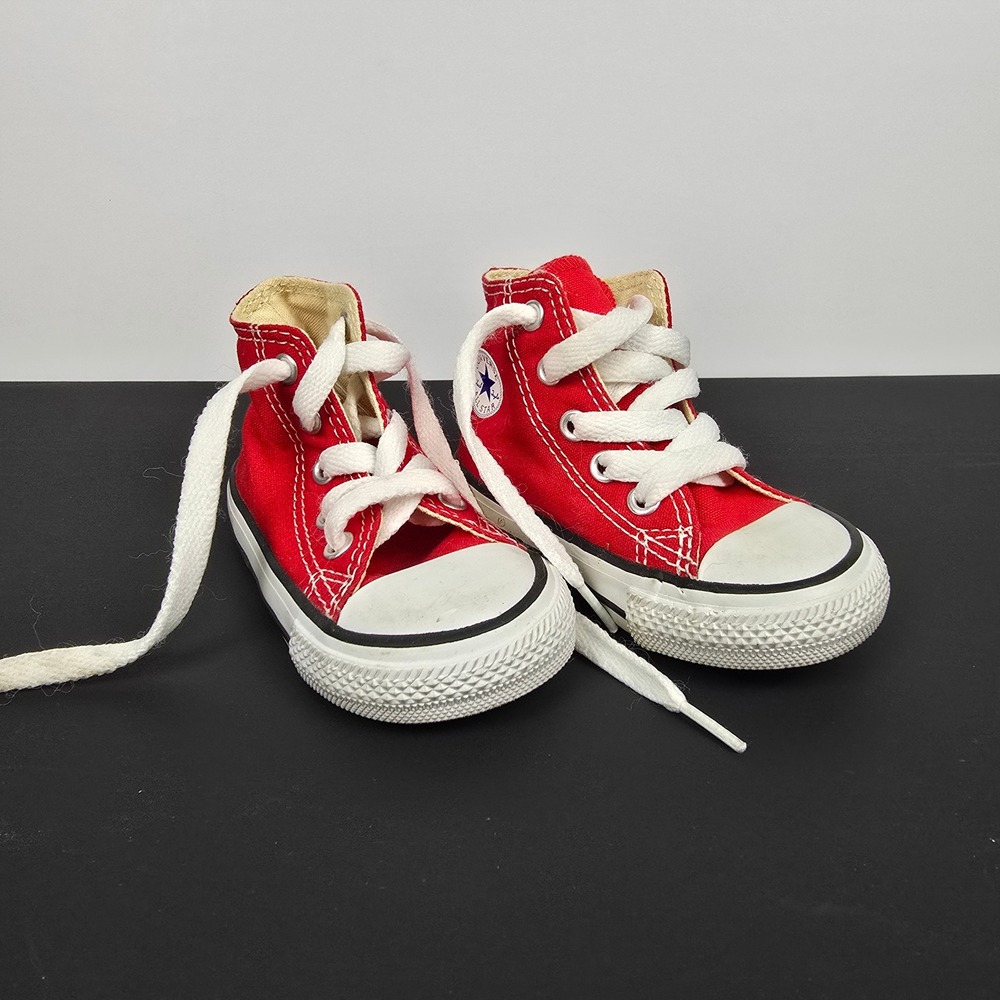 Converse Chuck Taylor All Star Red Canvas Hi Top Sneakers - Infant 4